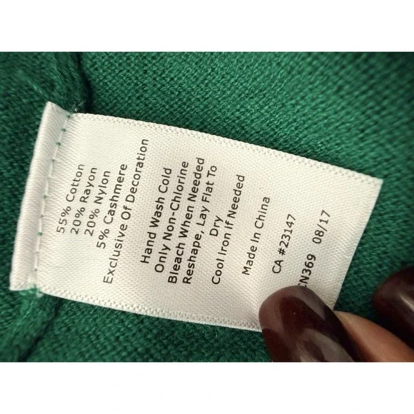 Talbots Women Cardigan Sweater M Dalmation Dog Green - Picture 7 of 7